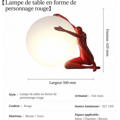 Lampe de table figurine sphère lumineuse lumière chaude modèle A grande taille rouge 65 × 36 × 40 cm 3,5 kg – Livraison gratuite