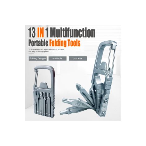 Lot de 3 outils multifonctions 13‑en‑1 – Combinaison en inox avec tournevis – Ouvre‑bouteille, support téléphone et clé
