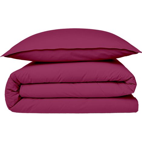 Housse de couette en coton 57 fils unie magenta 260x240cm