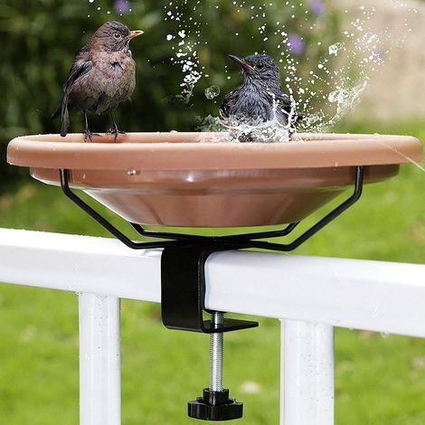 Abreuvoir à oiseaux pour balcon, avec support, amovible pour les rambardes de balcon, mangeoire avec base réglable pour le jardin (1/4)