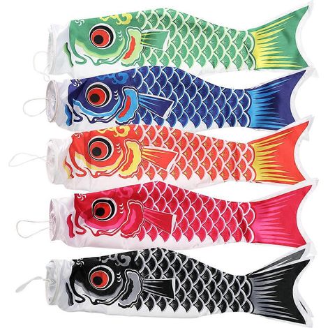 Manche à air extérieure en forme de poisson (70 cm), drapeau japonais en forme de carpe (Koinobori), décoration suspendue, cadeau pour la fête des bateaux-dragons (1/3)