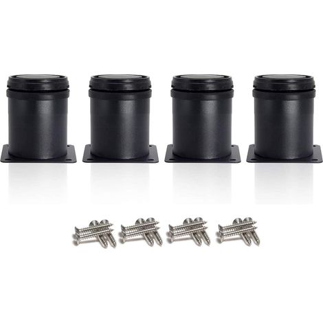 EASYCOMFORT 4 pieds de meuble noirs de 50 mm, réglables en hauteur de 0 à 15 mm avec des vis en acier inoxydable (1/5)