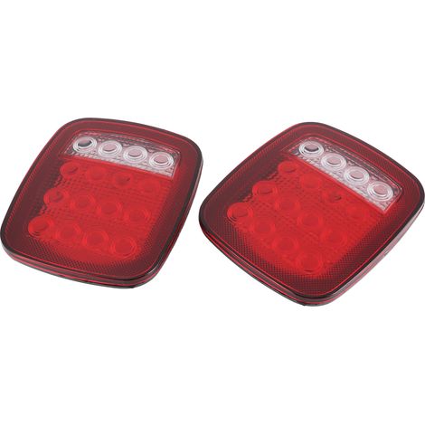 Feu de recul 16 LED double couleur rouge blanc, lampe latérale carrée pour Jeep Wrangler JK CJ YJ 1976-2006, éclairage de signalisation (1/5)