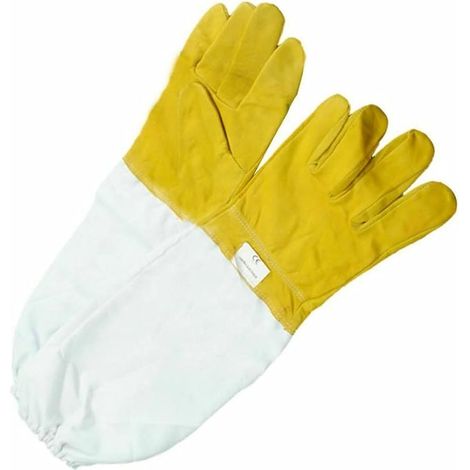 Gants d'apiculture en cuir de chèvre et toile avec manches longues ventilées, durables, gants de protection, accessoires d'apiculture, outils apiculture, équipement d'apiculture, taille L (1/5)