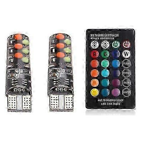Ampoule LED RGB T10 W5W Canbus 194 168 5050SMD pour plafonnier automobile avec télécommande (1/5)