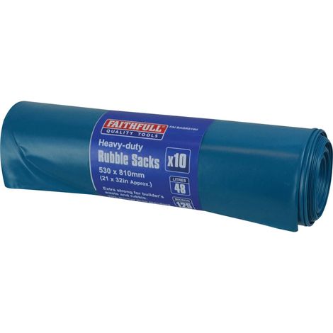 Faithfull Blue Heavy-Duty Rubble Sacks (Roll 10) FAIBAGRS10H (1/4)
