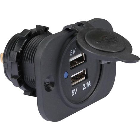 CARICABATTERIE DA AUTO USB CON MONTAGGIO A INCASSO (12-24 VCC IN, 2 x 5 V IN USCITA)
