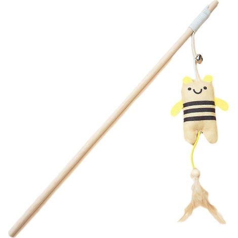 Chat Teaser Wet - avec Plume, Peluche et Clochette - pour Intérieur Chaton Play et Exercice (1/5)