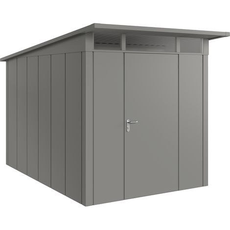 Hörmann Metall-Gerätehaus "Juno" mit Pultdach, JPD7 - Design, 214 x 310 cm (B x T), graualuminium, 1-flüglige Tür, Anschlag rechts (1/5)