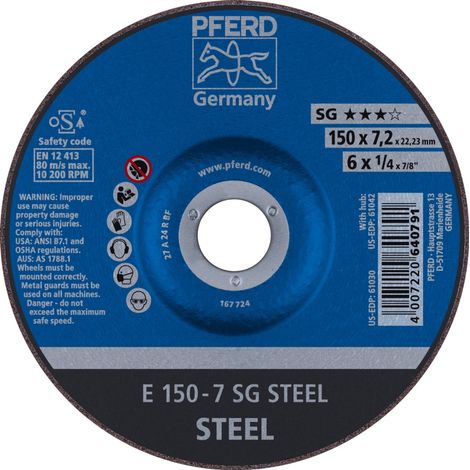 PFERD Schruppscheibe E 150x7,2x22,23 mm Leistungslinie SG STEEL für Stahl