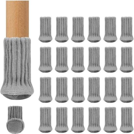 24pcs Chaussettes de meubles -protège-jambes de chaise antidérapantes pour pieds de chaise - gris (1/4)