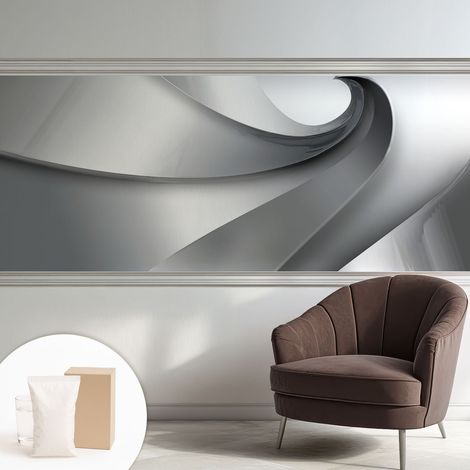 Tapete Vliestapete mit Kleber für Wohnzimmer Schlafzimmer Küche - Wanddekoration Geometrische Spiralen 250x104 cm (1/5)