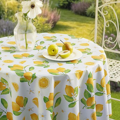 Nappe ronde en vinyle PVC. imperméable. résistante à l'huile. facile à nettoyer. avec bords coupés. pour salle à manger. barbecue. fêtes d'été. repas de vacances. terrasse - 140 cm (1/5)