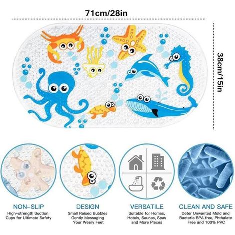 Tappetino antiscivolo per neonati e bambini con ventose per la sicurezza in doccia e nella vasca da bagno - ALTRO (1/3)