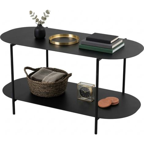 Couchtisch Verzate, ein Fach, oval, Metallplatte, 100x45x51h cm schwarz