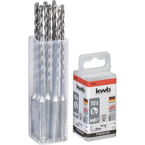 KWB HB7 SDS Plus X Hammerbohrer, 165/100 mm, Ø 5 mm, 10 Stück (1/2)
