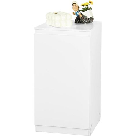 Kommode Weiß mit 1 Tür, verstellbarem Regal, Kippschutz, 40x40x75cm (1/5)