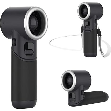 Ventilateur Portable Manuel h d'Autonomie Turbo Pliable et Rechargeable avec 5 Vitesses Affichage de l'État de Charge de la Batterie Personnel-Noir (1/5)