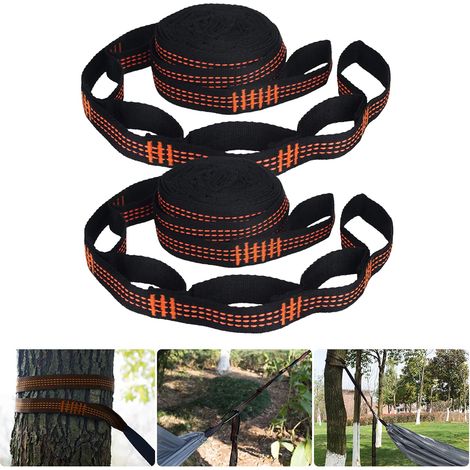 Sangles de hamac en Polyester, 2 pièces, haute capacité de charge, 600lb, résistance à la rupture, corde de ceinture avec boucle à anneau (1/5)