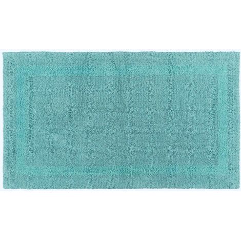 HOMESCAPES Luxury Reversible Cotton Bath Mat - Aqua