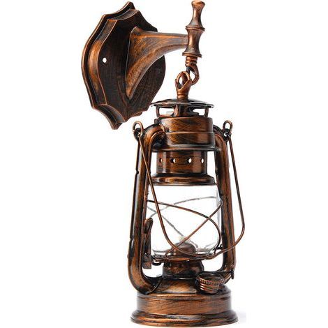 Retro-Antik-Vintage-Rustikale Laternen-Wandleuchte Außenleuchte E27 (Gold, Typ C Wandleuchte) (1/2)