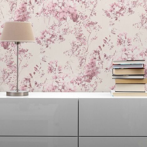 TADESSI Tapete Blumen Florentin M1-No.1301 Vliestapete Rosa Lila Floral Wohnzimmer Schlafzimmer Küche (1/5)