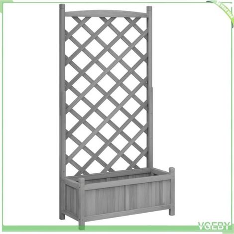 Jardinière avec treillis - FAFEICY - 365489 - Bois massif sapin - Gris - 75x35x150 cm (1/5)