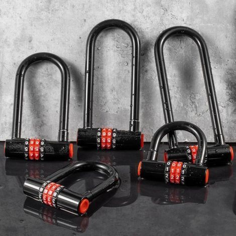 Serrure antivol en U - Code 4 chiffres Double mortaise - Vélo - 137mm (1/5)