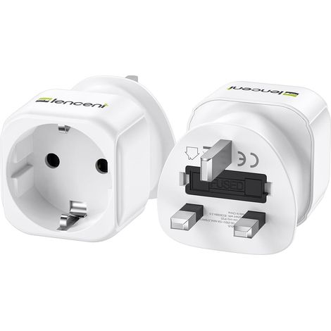 Adaptateur Prise Anglaise, Prise UK Type G Adaptateur de Voyage France vers Royaume-Uni, Angleterre, Irlande, Écosse, Malte, Dubaï, Maldives, Bretagne, 2 Pièces (1/5)