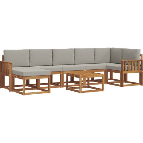 Outdoor Sofa Set 8 pcs Natural and Light Grey vidaXL (1/5)