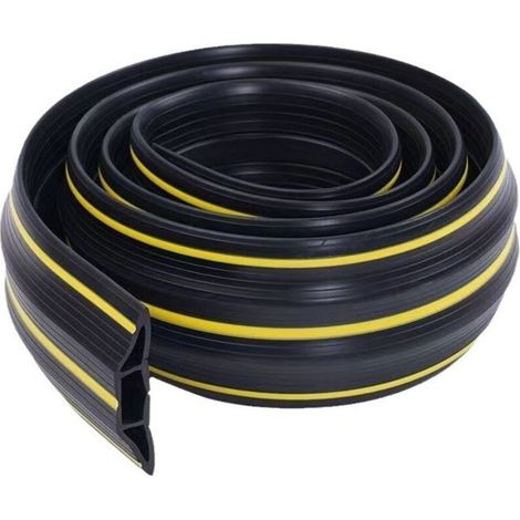 1 goulotte de protection de câbles au sol, noire avec bande jaune, 83 mm x 17 mm x 2 m, idéale pour le bureau, la maison et la salle de sport.