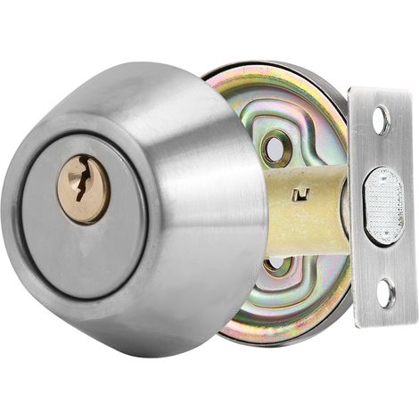Serrure de porte de chambre à coucher antivol à cylindre unique en acier inoxydable avec clés (argenté) (1/5)