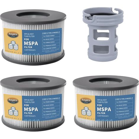 Filtre pour Mspa, Filtre Spa pour Mspa Lite, Cartouche de Filtre pour Piscine Mspa Whirlpool (3 Stück+Filter Holder) (1/5)