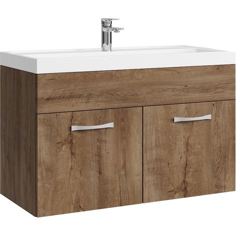 Mobile da bagno Paso 01 80cm Rovere Marrone - armadio mobiletto lavabo (1/5)