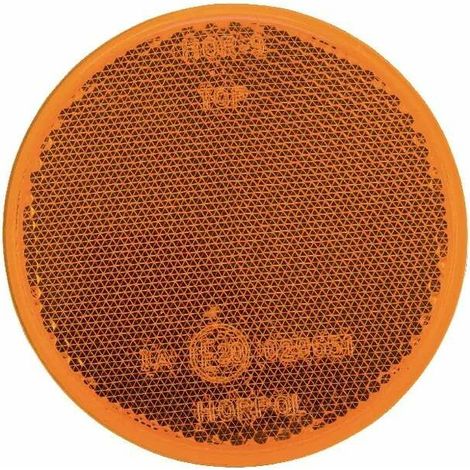 Catadioptre rond orange 75mm avec boulon de fixation M5x19 au culot réflecteur remorque tracteur voiture (1/2)