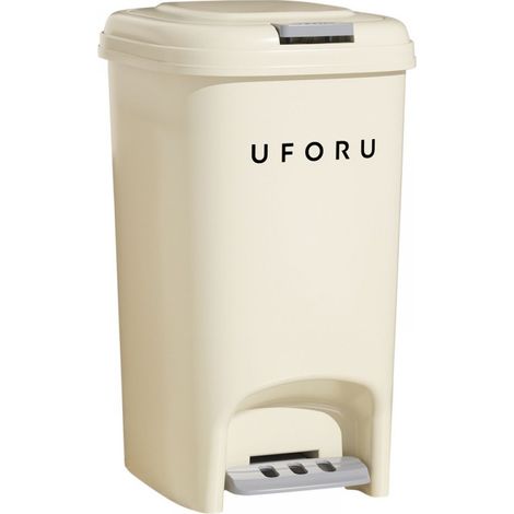Poubelle de cuisine avec couvercle et large pédale, 8 à 20 litres, fermeture douce et normalement ouverte, facile à démonter, inodore (blanc laiteux) (1/5)