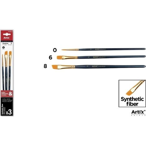 Set di 3 pennelli sintetici