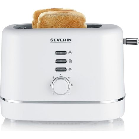 SEVERIN Automatik-Toaster, 2-Scheiben, Baguette-Einsatz, Aufwärm- und Auftaufunktion, Gradzahl einstellbar oftoasting, Abschaltautomatik, 850 W, weiß, KA 4324 (1/2)