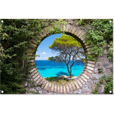 Balcony Privacy Banner Sea - Tree - Tropical - Vista 90x60 cm (1/5)