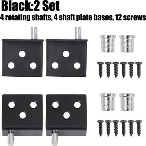 (Noir - Lot de 4) Charnières invisibles pour portes de placard, en forme de L, avec axe de rotation, en acier inoxydable, pour meubles et accessoires de décoration. (1/5)