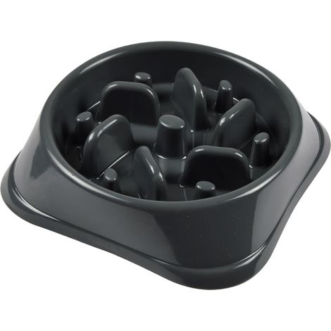 1 Gamelle Anti-Glouton Plastique Diamètre 20cm Anthracite Pour Chien Chat (1/2)