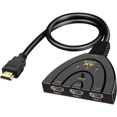 Séparateur HDMI 4K Ultra HD – Commutateur HDMI 3 entrées 1 sortie – Switch HDMI haute vitesse 3 ports – Compatible TV PC Roku Fire TV Stick Xbox PS5 PS4 Blu-Ray projecteur et moniteur (1/5)