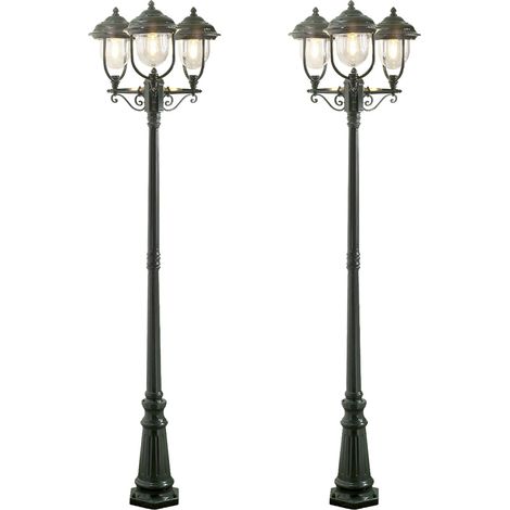 2er-Set grüne Gartenlaterne PARMA aus Aluminium, E27, IP43, H.: 218cm (1/5)
