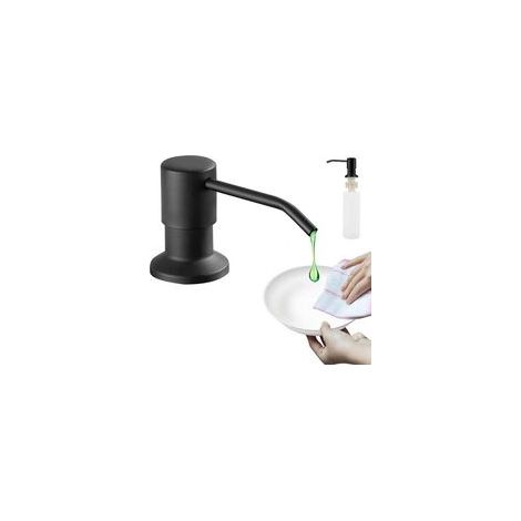 Distributeur de savon encastrable en acier inoxydable - 250 ml, 360° - Compatible avec les trous de 25 à 36 mm sur les plans de travail - Noir (1/5)
