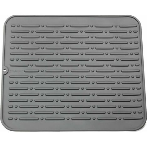 Tapis de Séchage Vaisselle XL en Silicone 45 x 40 cm Garantie à Vie(Gris)