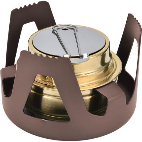 Réchaud de camping portable coupe-vent à vaporisation d'alcool à liquide avec support pour le camping en plein air - Marron (1/5)