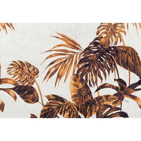 Papier peint panoramique tropical jaune & doré Tapisserie panoramique feuille exotique pour cuisine Papier peint panoramique jungle idéal salon (1/3)