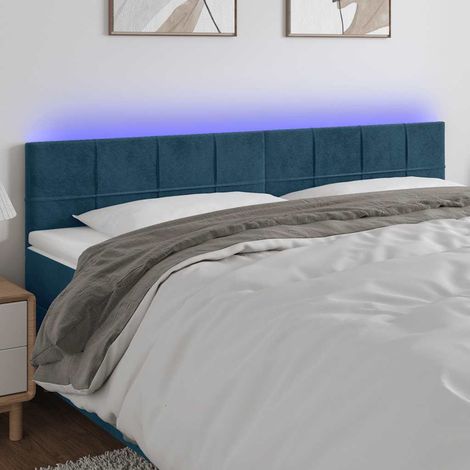 LED Kopfteil Dunkelblau 180x5x78/88 cm Samt (1/5)