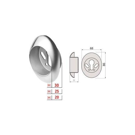 BOCCHETTA ANTISTRAPPO KT52 CROMO SATINATO- - mm.68x86x20h - ø mm.50 (KT5239) - 1 pezzi