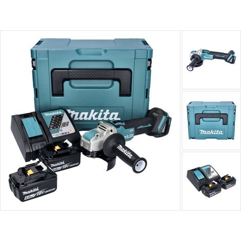 Makita DGA 521 RGX1J Amoladora angular sin cable 18 V 125 mm X-LOCK Brushless + 2x batería recargable 6,0 Ah + cargador + Makpac (1/5)